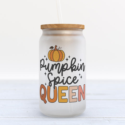 Pumpkin Spice Queen Fall Frosted Glass Can Tumbler