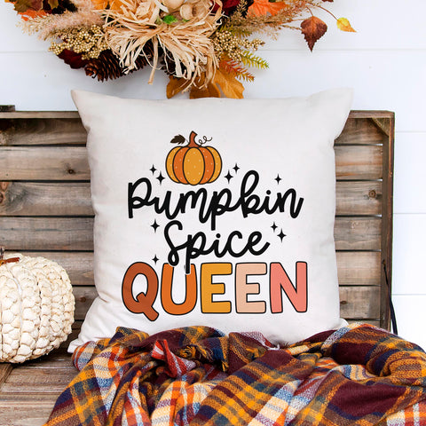 Pumpkin Spice Queen Fall Pillow Cover