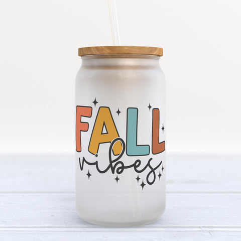 Fall Vibes Frosted Glass Can Tumbler
