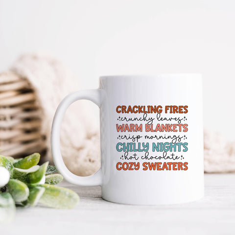 Crackling Fires Warm Blankets Chilly Nights Fall Ceramic Mug