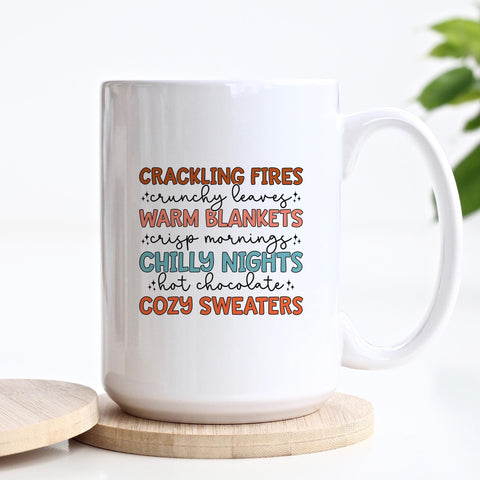 Crackling Fires Warm Blankets Chilly Nights Fall Ceramic Mug