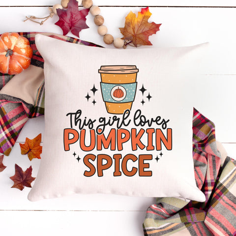This Girl Loves Pumpkin Spice Fall Pillow Cover