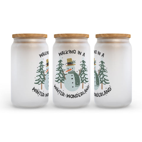 Walking In A Winter Wonderland Christmas Frosted Glass Can Tumbler