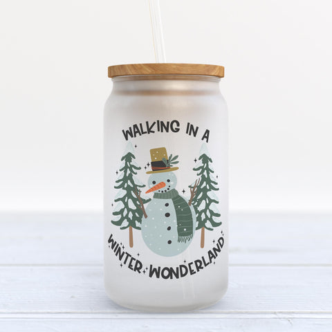 Walking In A Winter Wonderland Christmas Frosted Glass Can Tumbler