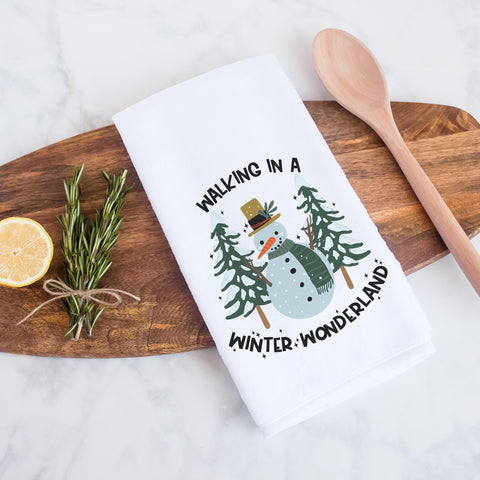 Walking In A Winter Wonderland Christmas Kitchen Towel