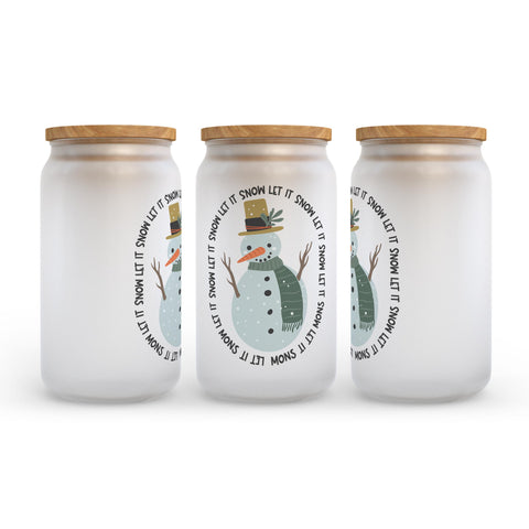 Let It Snow Christmas Frosted Glass Can Tumbler