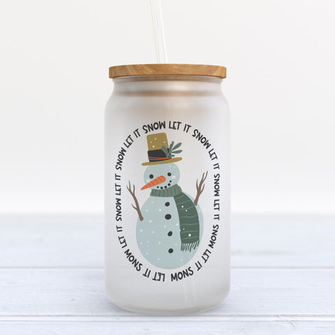 Let It Snow Christmas Frosted Glass Can Tumbler