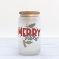 Merry Vibes Christmas Frosted Glass Can Tumbler