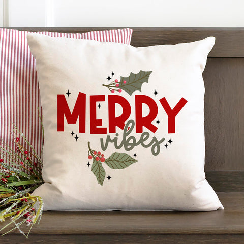 Merry Vibes Christmas Pillow Cover