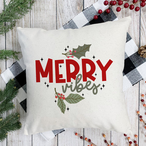 Merry Vibes Christmas Pillow Cover
