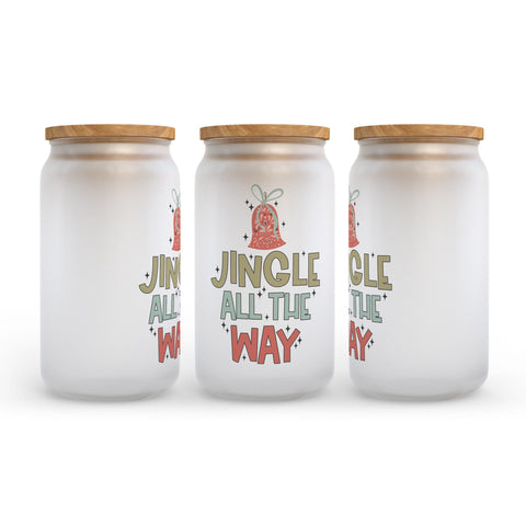 Jingle All The Way Christmas Frosted Glass Can Tumbler