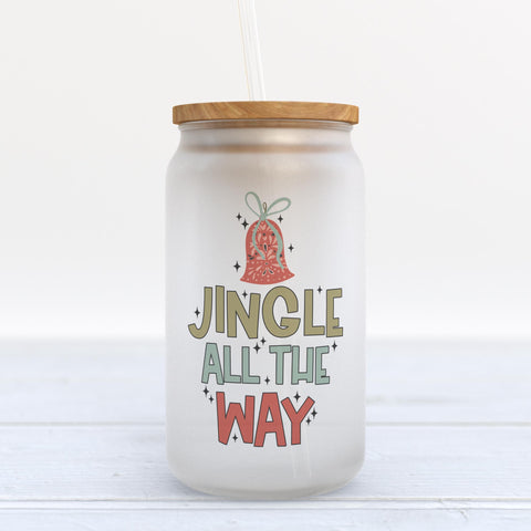 Jingle All The Way Christmas Frosted Glass Can Tumbler