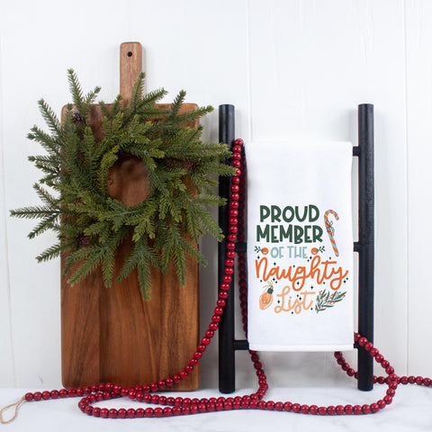 Proud Member Of The Naughty List Christmas Kitchen Towel