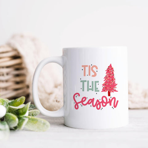 Tis The Season Pink Christmas Tree Ceramic Mug