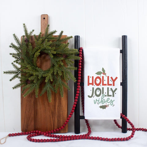 Holly Jolly Vibes Christmas Kitchen Towel