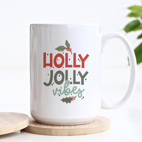 Holly Jolly Vibes Christmas Ceramic Mug