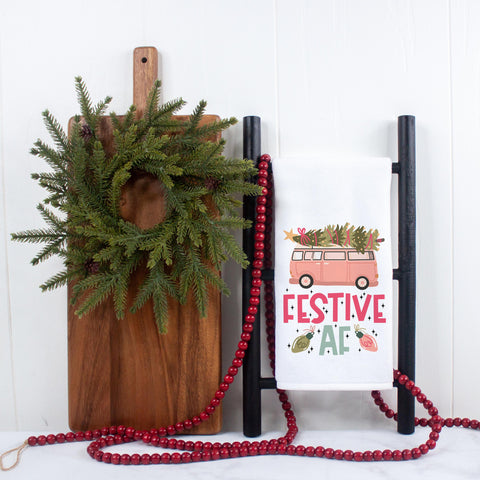 Festive AF Retro Van Christmas Kitchen Towel