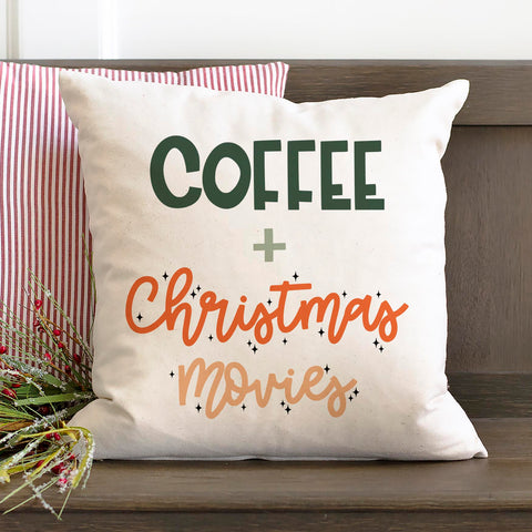 Coffee and Christmas Movies Pillow Cover