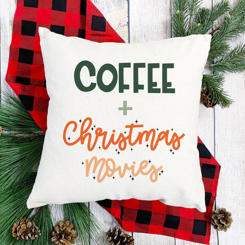 Coffee and Christmas Movies Pillow Cover