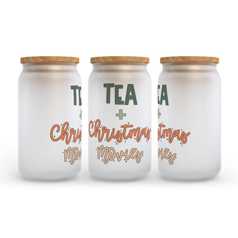 Tea And Christmas Movies Christmas Frosted Glass Can Tumbler