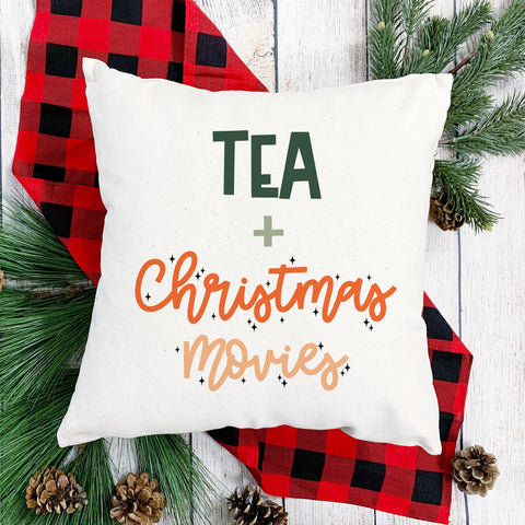 Tea and Christmas Movies Pillow Cover