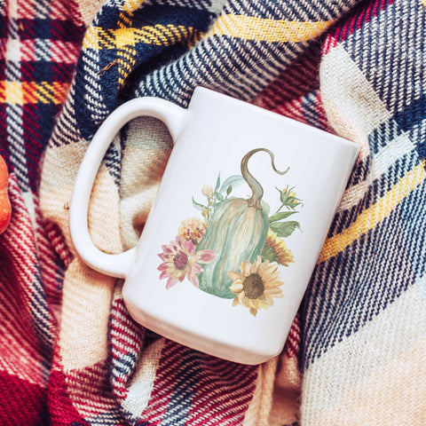Floral Gourd Fall Ceramic Mug