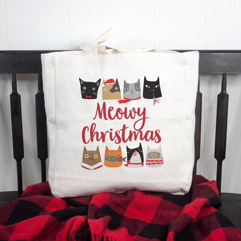 Meowy Christmas Tote Bag