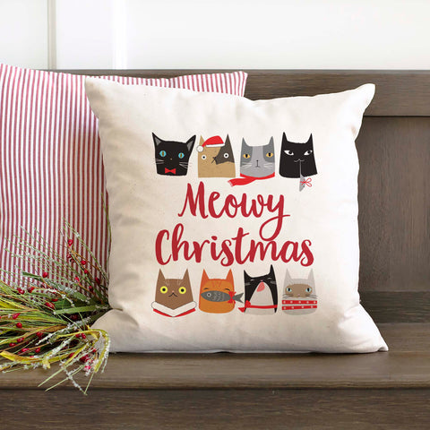 Meowy Christmas Pillow Cover