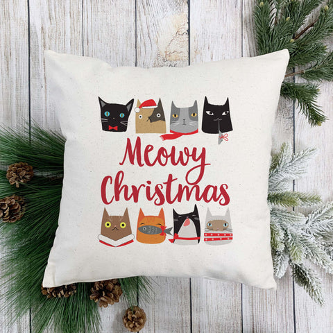 Meowy Christmas Pillow Cover