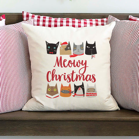 Meowy Christmas Pillow Cover