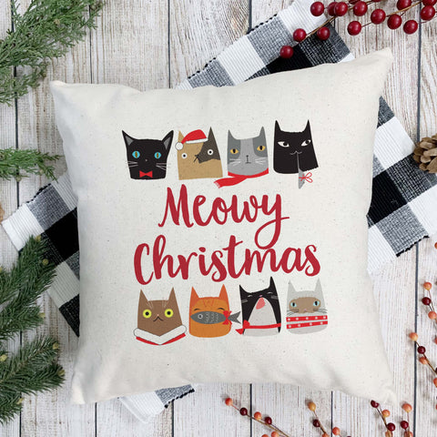 Meowy Christmas Pillow Cover