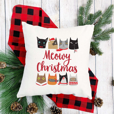 Meowy Christmas Pillow Cover