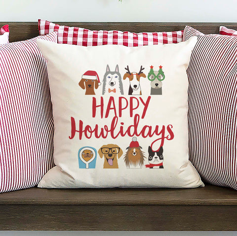 Happy Howlidays Christmas Pillow Cover