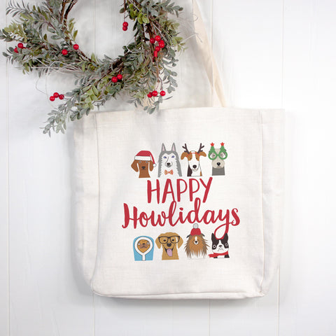 Happy Howlidays Christmas Canvas Tote Bag
