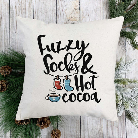 Fuzzy Socks and Hot Cocoa Pillow Cover