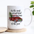 Most Wonderful Time of Year Red Truck Christmas Mug