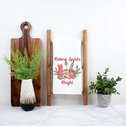 baking spirits bright christmas holiday kitchen towel