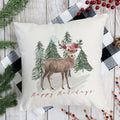 Happy Holidays Rustic Deer Christmas Pillow Cover