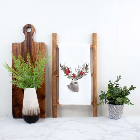 Believe Rustic Christmas Deer Holiday kitchen towel, rustic holiday home decor, rustic kitchen towel