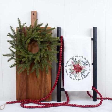 It's Beginning to Look a Lot Like Christmas Poinsettia Kitchen Towel