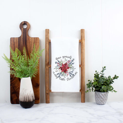 Have Yourself a Merry Little Christmas Poinsettia Kitchen Towel