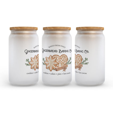 Gingerbread Baking Co Christmas Frosted Glass Can Tumbler