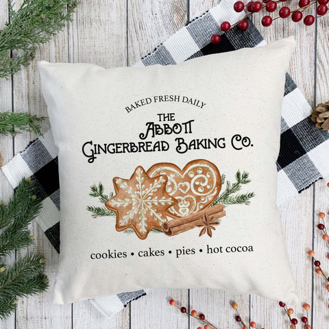Gingerbread Baking Co Christmas Pillow Cover