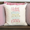 chestnust roasting on an open fire white canvas or burlap christmas holiday pillow cover by Heart & Willow Prints heartandwillowprints