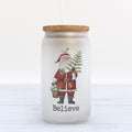 Santa Believe Christmas Frosted Glass Can Tumbler