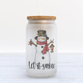 Let it Snow Snowman Christmas Frosted Glass Can Tumbler