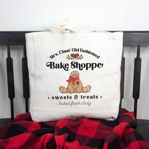 Mrs. Claus Old Fashioned Gingerbread Bake Shoppe Christmas Tote Bag