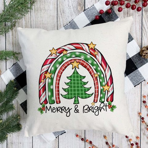 Merry and Bright Christmas Pillow Cover