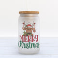 Merry Christmas Reindeer Frosted Glass Can Tumbler