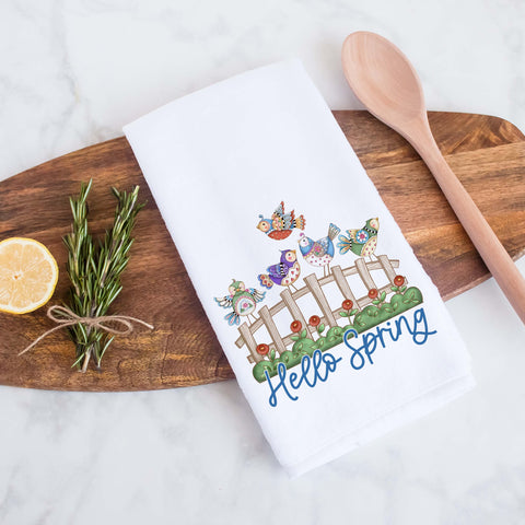 Hello Spring Birds Kitchen Towel